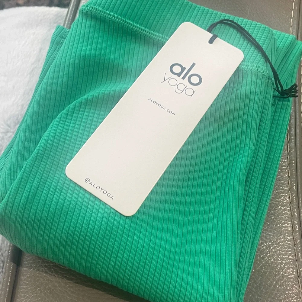 ALO Yoga ribbed high waisted 7/8 blissful legging, emerald Green Sz XS - Picture 6 of 6